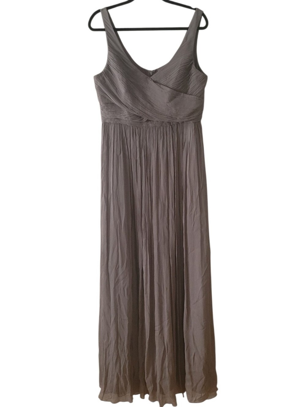 NWT J. Crew Gray Heidi Pleated Silk Chiffon Maxi Dress Size 14